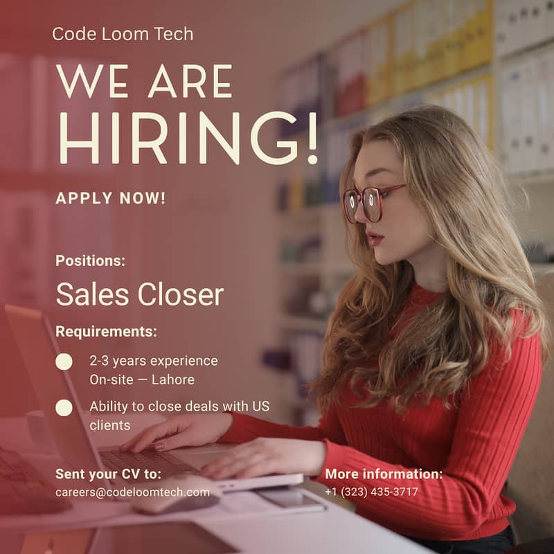We're Hiring a Sales Closer | Code Loom Tech - Sales Jobs - 1120395723