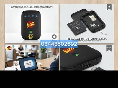 Zong,jazz,ufone,telenor,onic unlocked 4g wifi device 03448502692