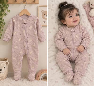 warm sleepsuit for a baby girl