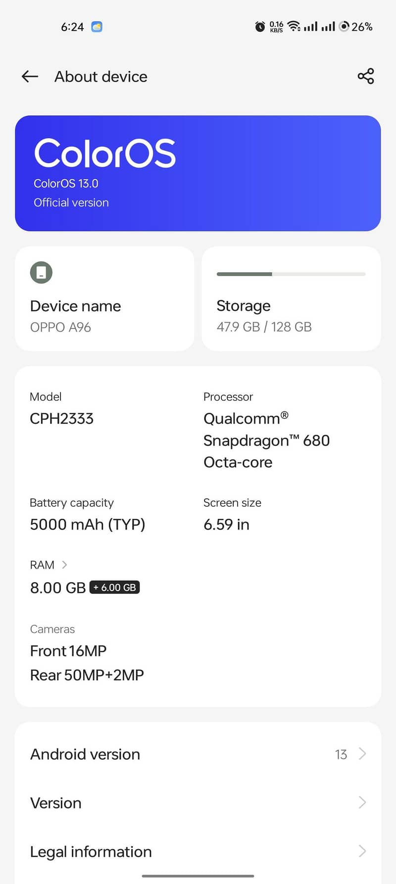 OPPO A96 0