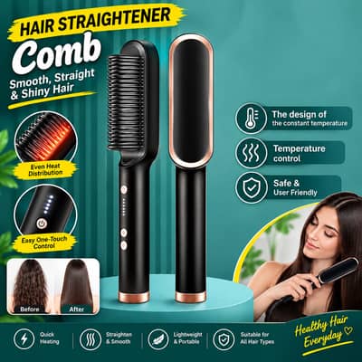 Fast Heating Hair Straightener Comb Brush - Electric Hair Straight Bru