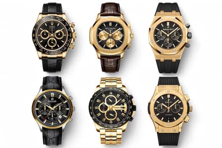 6 Luxury Watches Lot - Rolex, Patek, AP, Hublot - Box Pack - Quaidabad