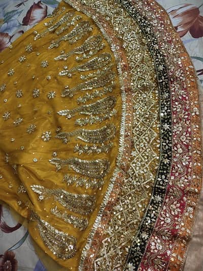 mehndi bridal lehnga gotta kinari( mustard)