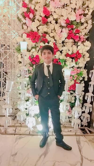Kids Black Coat Pant Suit - 3 Piece Wedding Wear