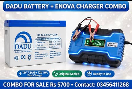 DADU Sealed Lead Acid Battery 12V 7.2AH (DD 12-7.2) + Enova 12V 10A