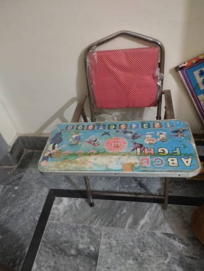 chair with attached table