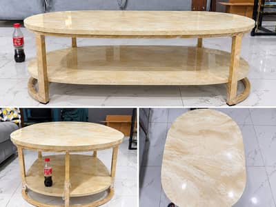Luxury Oval Marble Finish Center Table / Coffee Table
