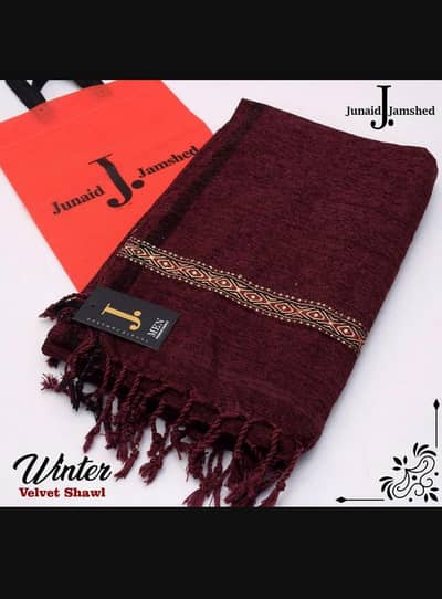 Luxury Embroidered Velvet Shawl Maroon Winter Warm