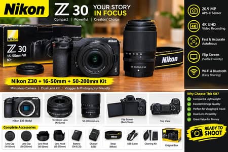 Nikon Z30 Mirrorless Camera + 16-50mm & 24-200mm Lens Complete Kit