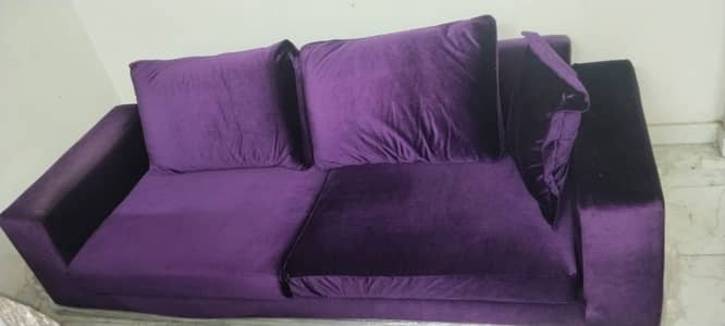 2 Seater Royal Purple Velvet Sofa with Throw Cushions - Excellent Cond