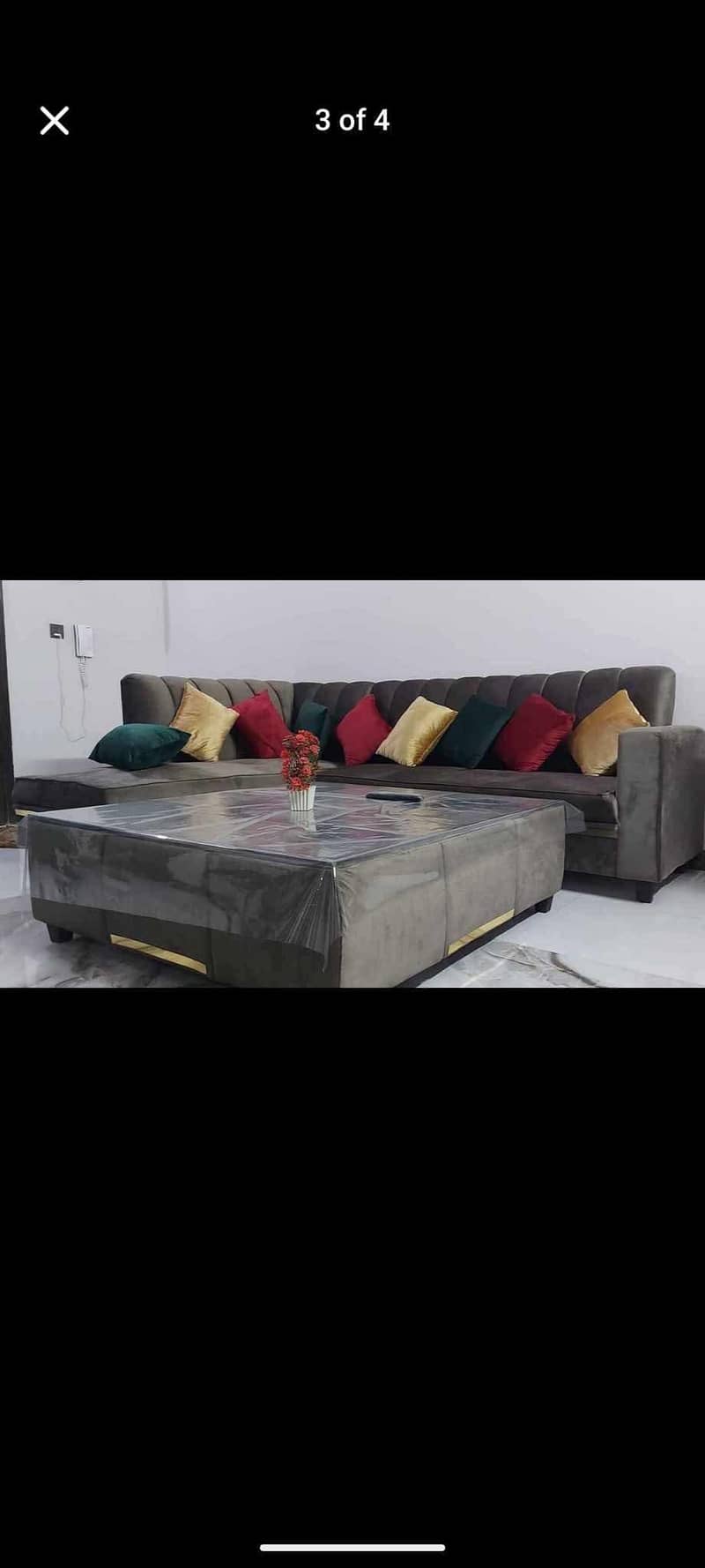 L shaped sofa with tablet 0