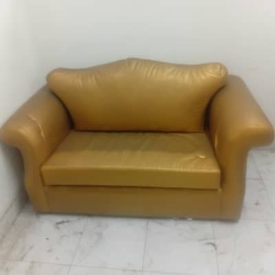 Unique Golden Leatherette 2-Seater Loveseat Sofa – Great Condition