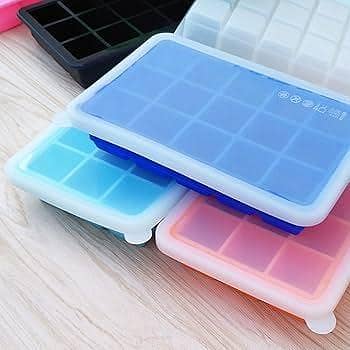 T  15 Square Cube Silicone Ice Cube Tray With Lids