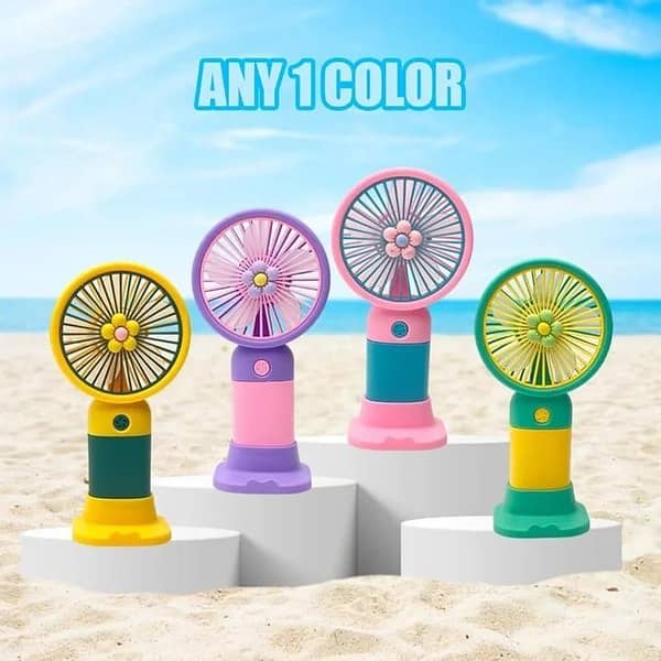 Premium 3-Speed Rechargeable Mini Handheld Fan with Fast Type-C Charging & Mobile Stand – Powerful Cooling in Aesthetic Flower Design