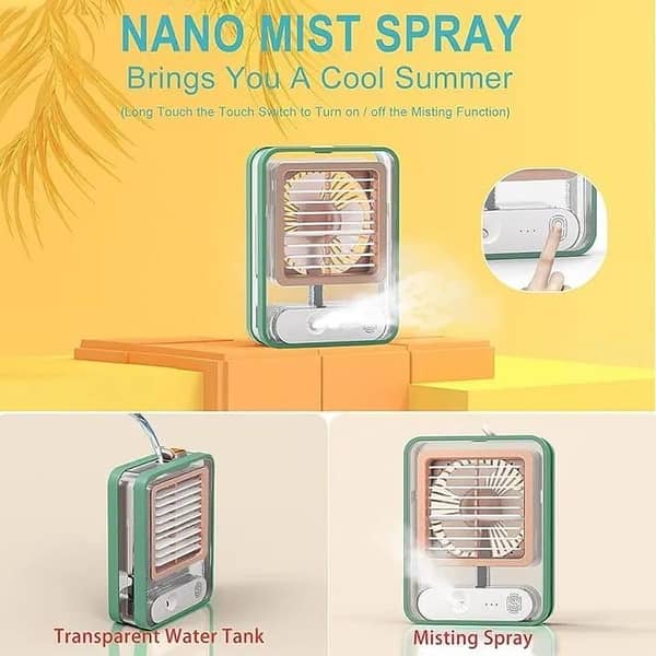 T  USB Mini Air Cooler Fan Water Cooling Fan with 3 Speed Spray Humidifier Purifier for Car Home