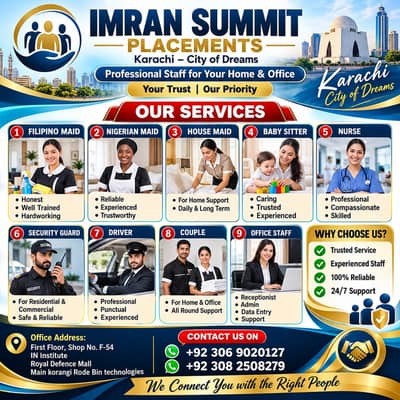 Patient Care, Cook , House Maid , Nanny ,Philipino maid , Patient Care