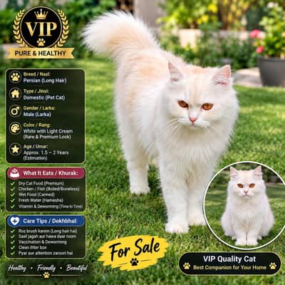 Beautiful White Fluffy Persian Cat for Sale in Pakpattan