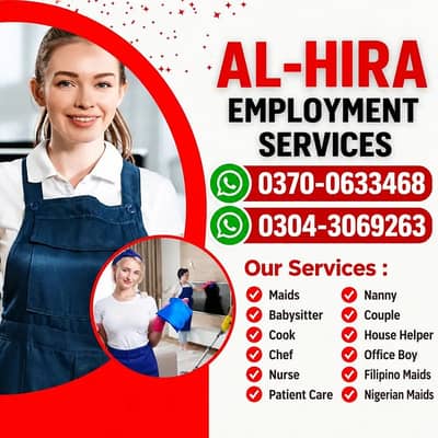 Cook, House Chef, Kitchen Helper, Driver, Couple, House Maid Available