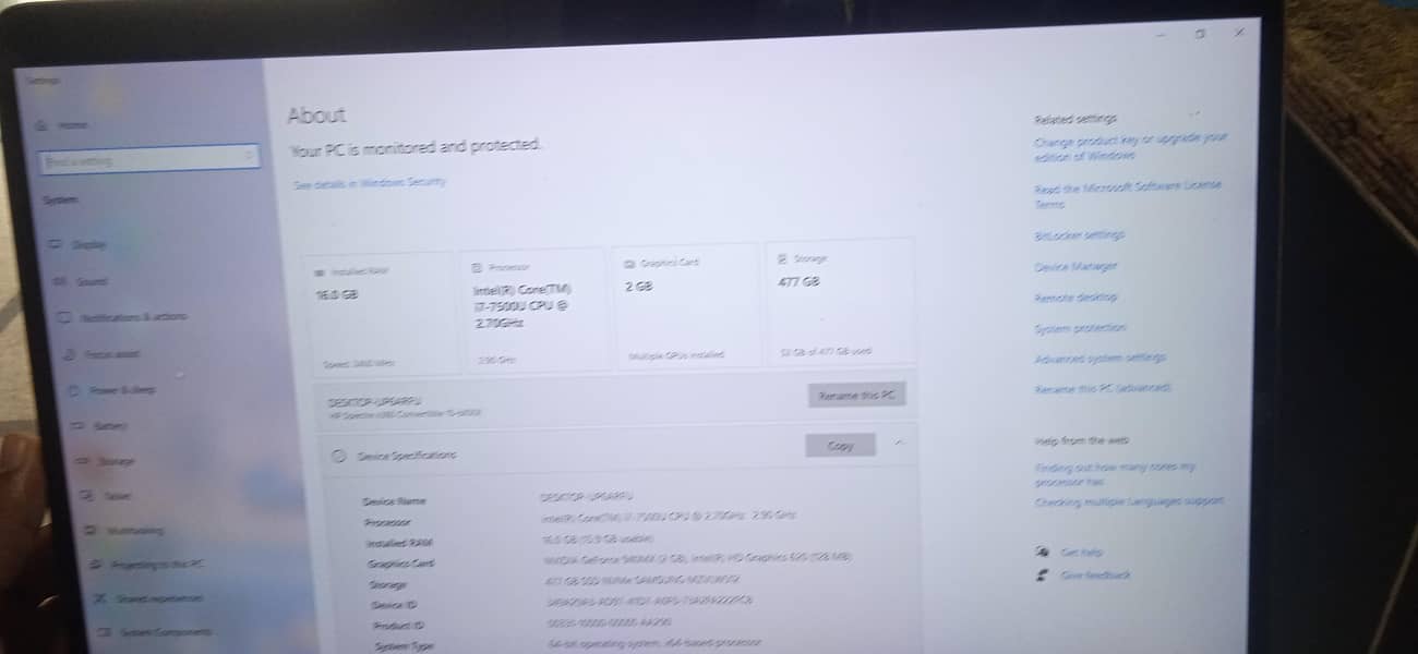 HP corei7 7 generation 4