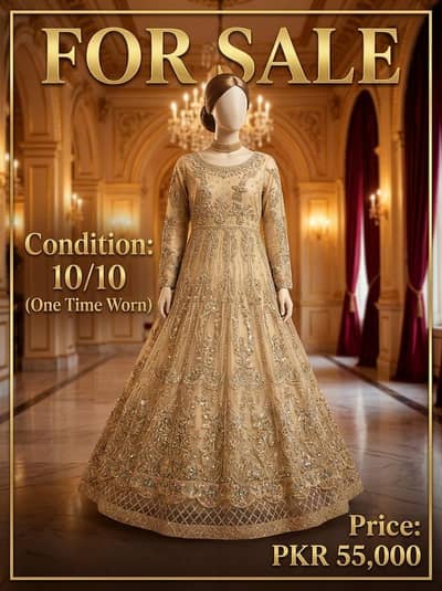 Royal Golden Heavy Embroidered Bridal / Formal Maxi