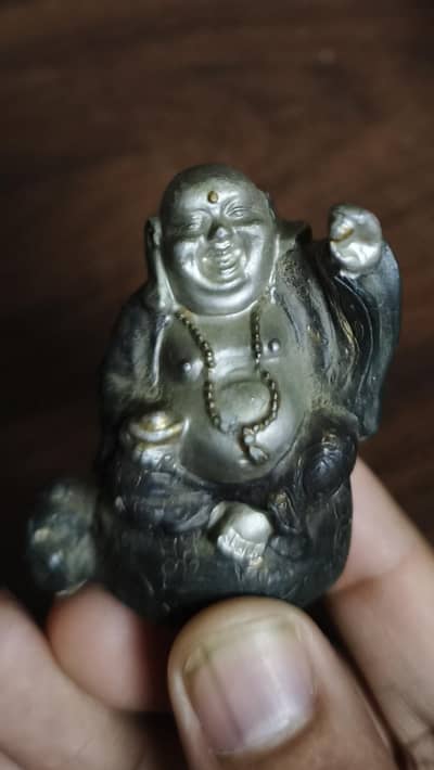 Mini Antique Laughing Buddha Idol for Home Decor, Office & Car