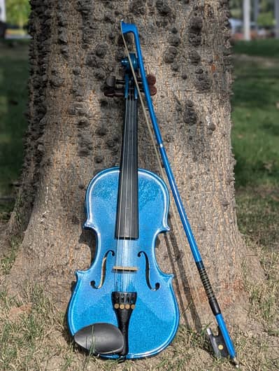 Stunning Metallic Blue Violin Set - Excellent Condition