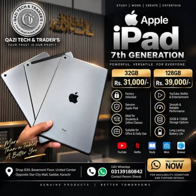 Apple iPad 7th Generation 32GB/128GB Storage Factory Unlock