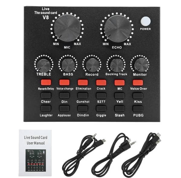 V8 Audio External USB Sound Card - Live Webcast Sound Card For Mobile Phone & PC