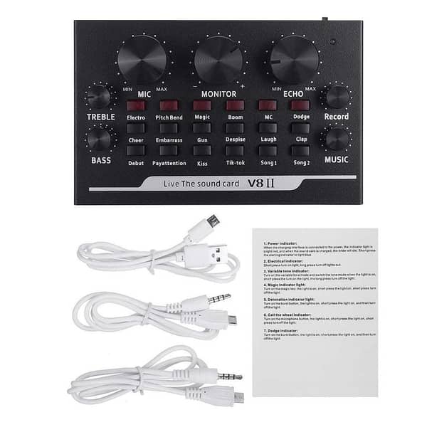 V8 Audio External USB Sound Card - Live Webcast Sound Card For Mobile Phone & PC