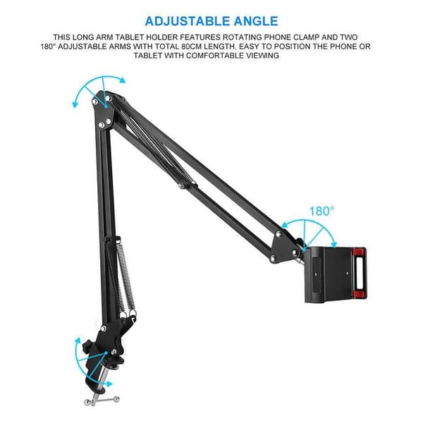 Vlogging 360° Mobile Phone Holder with Aluminum Arm Stand