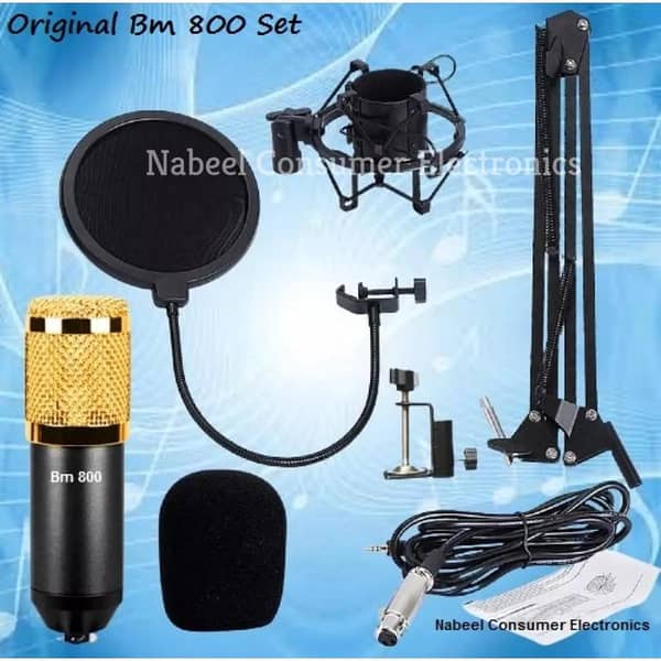 Bm 800 Condenser Microphone Kit with Pop Filter and Adjustable Arm Scissor Stand