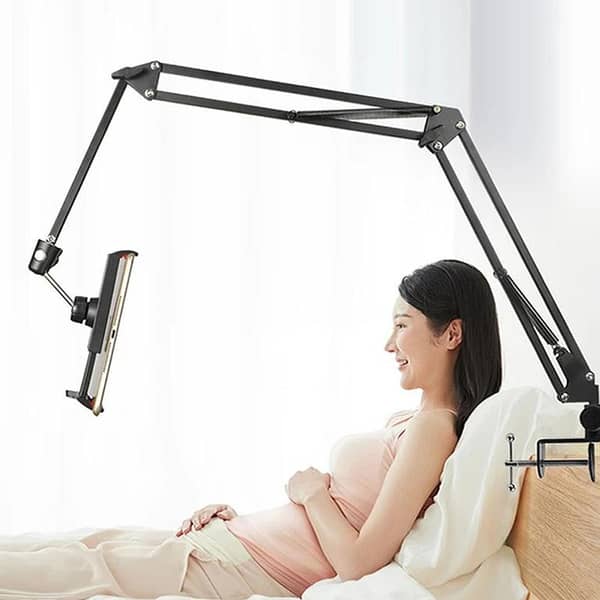 360° Adjustable Bed Stand for Mobile Phones and Tablets – Vlogging Table Arm Mount and Bed Desk