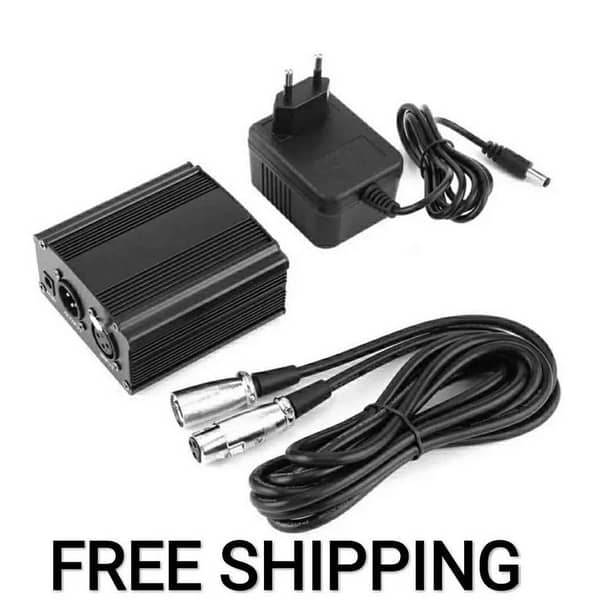 Phantom Power Supply with USB Cable and Free XLR Cable – 48V, 220V