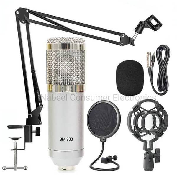 Bm 800 Condenser Wired Recording Microphone - Silver