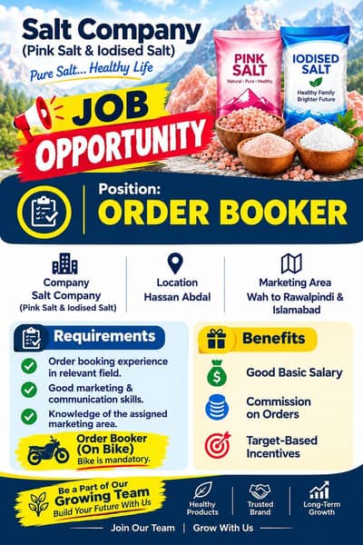 Order Booker Required In Salt Company