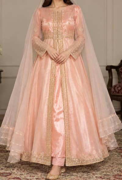 wedding wear silk and net combination maxi only 1 time used