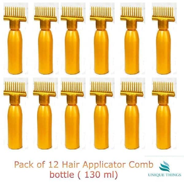 Pack of 12 Hair Oil Selfie Bottles with Root Comb Applicator for Hair Dye and Treatments