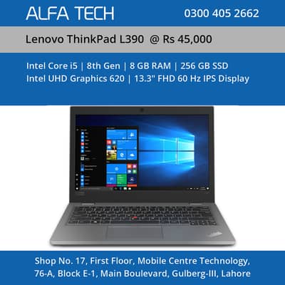 Lenovo ThinkPad L390 Laptop Intel Core i5 8th Gen 8GB 256GB 13.3”