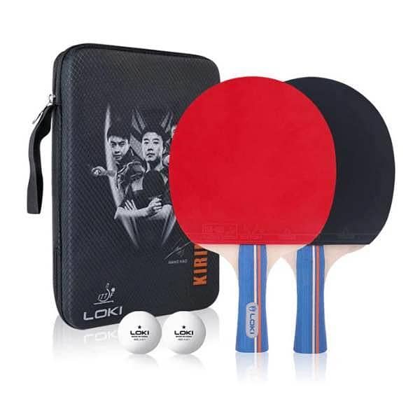 LOKI K3000 Table Tennis Racket Set – 2 Rackets + 2 Balls + Carry Bag | Ping Pong Paddle Set