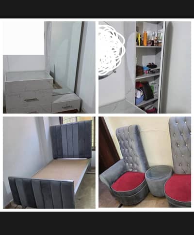 single bed with dressing table and sofa set
