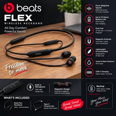 Beats Flex Wireless Earphones – Original & Excellent Condition