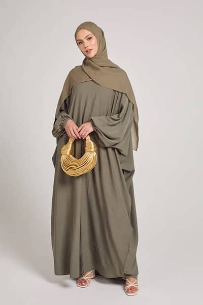 Bint e Hawa Olive Kaftan Abaya Premium Baggy Abaya
