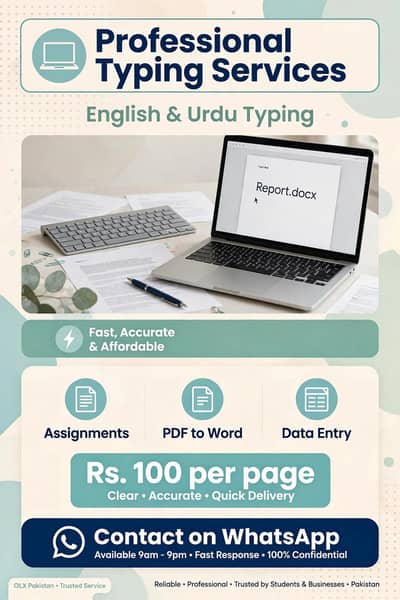 Professional Typing Services - English & Urdu - Fast Delivery