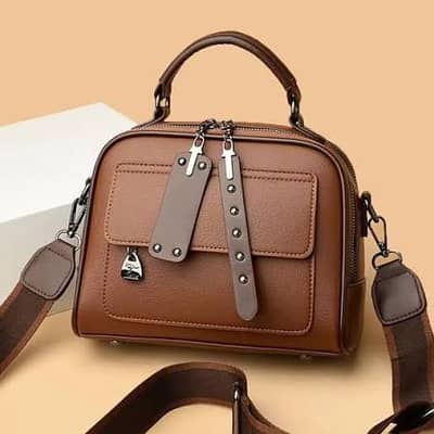 Luxury small authentic brown leather shoulder bag for women