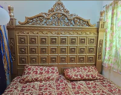 bed with dressing table, side tables