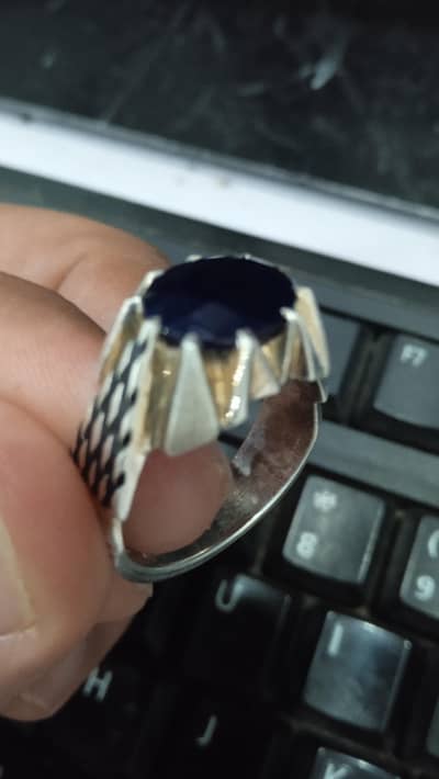 Silver Ring with blue Sapphire 950 mark