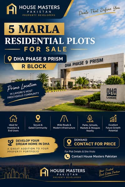 5 Marla Plots for Sale in DHA Phase 9 Prism R Block