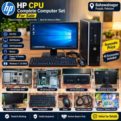 HP Compaq Desktop Computer Complete Set with Dell Monitor