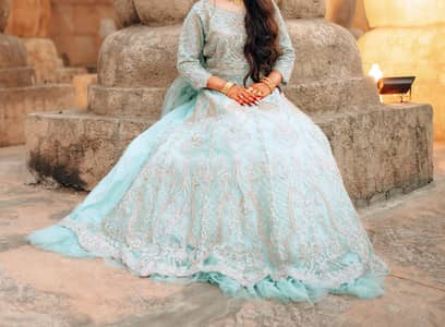Walima Maxi & Dupatta in ocean blue color