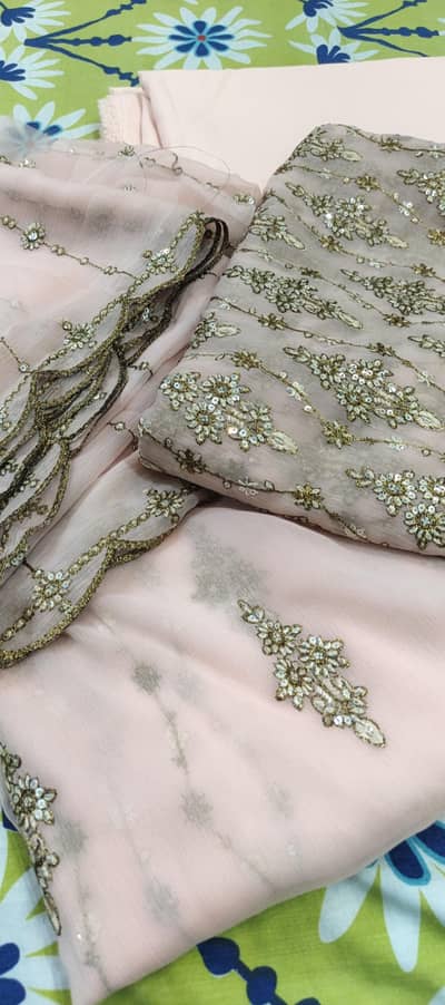 light peach embroidered suit